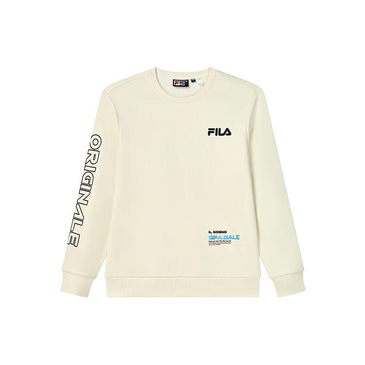 Fila Casual Simple Knit Logo Pullover Sweatshirt Men Sweatshirt Fog-Lotus-White F11M249213FIV