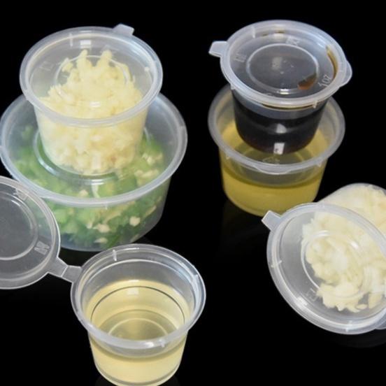 50/100 PIÈCES 25 ml Tasses à emporter jetables en plastique Contenants Boîte de rangement pour sauces épices Avec couvercles Outils de cuisine maison