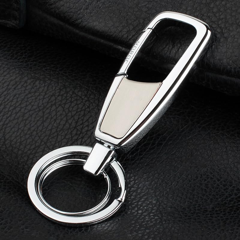 Rockyu Key Holder Mens Zinc Alloy Belt Hook Ring Simple Design Car Keys Stylish Smart Double Adult Men Gift Business