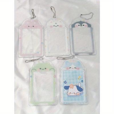 Διαφανές Γκλίτερ Χαριτωμένο Βάτραχος Πιγκουίνος 3 ιντσών PVC Φοιτήτρια Κορίτσι Καρτοθήκη Καρτών Μικρή Κάρτα Τυχαίος Οργανωτής Καρτών Πίσω Όψη Κάρτας Back To School