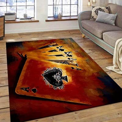Poker Pattern Print Doormat, Non-Slip Entryway Rug, Durable Washable Floor Mat for Living Room and Patio