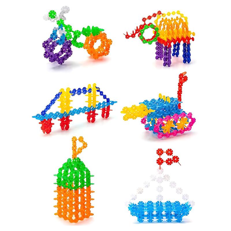 200PCS/Pack Snowflake Building Block Colored Macaron Available Plastic Color Recognition Insert Snowflake School Reward Gift ZYF