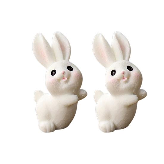 

2шт кролик игрушка микро пейзаж полированная смола милый кролик орнамент для спальни C