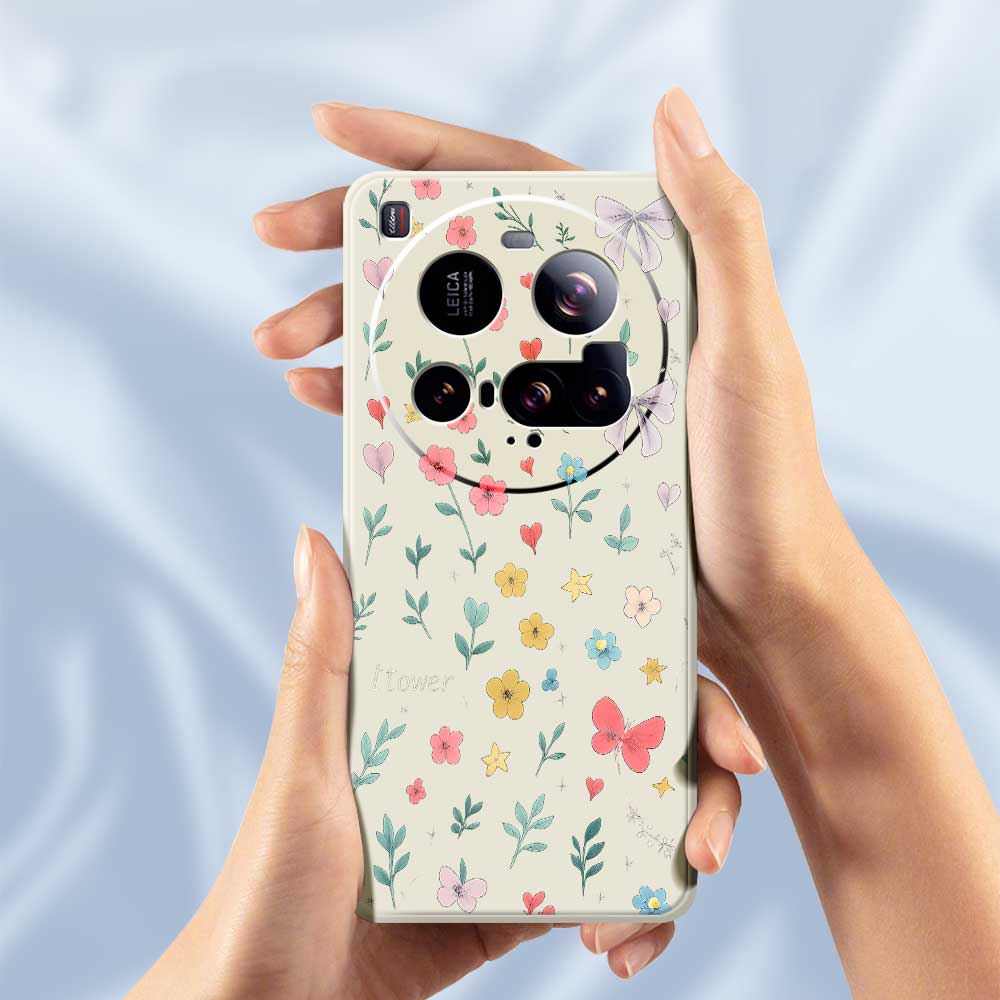 For Xiaomi 15 Ultra Case Floral Bow Pattern Printing Straight Edge TPU Phone Back Cover