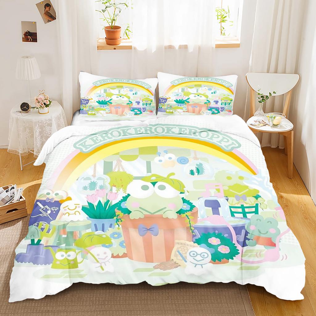 Keroppi Cartoon Quilt Cover Cute Big Eyed Frog Printed Soft Bedding Custom Made Home Baby Bedroom Comforter Children Gift