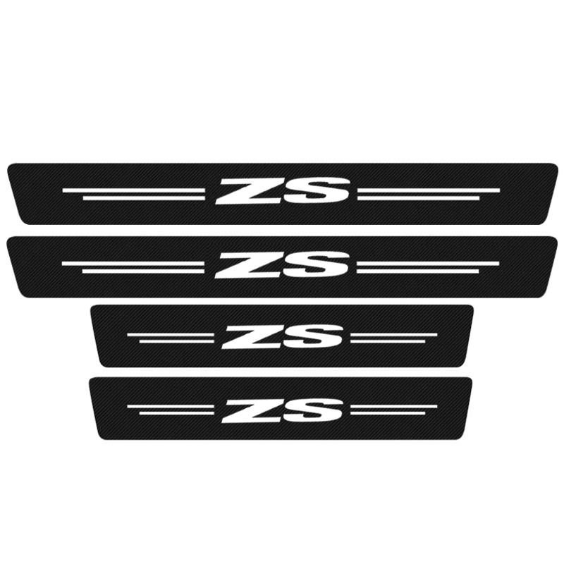 4pcs Car Door Sill Protector Stickers For MG ZS Leather Carbon Fiber Decor Decal Tuning Accessories xus1
