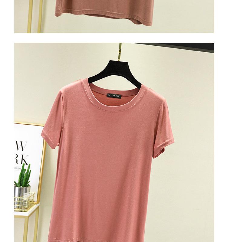 Camiseta Modal de Cor Sólida Feminina - Manga Curta Básica de Verão