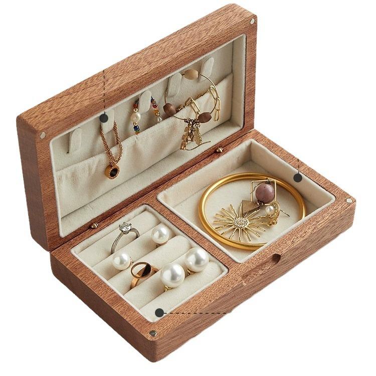 HeMu Solid Wood Jewelry Box Black Walnut Jewelry Box Jewelry Box Solid Wood Retro Storage Box Jewelry Box Wood Black Walnut Box