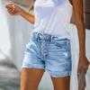 Stretchy Hole Breaking Ladies Denim Shorts