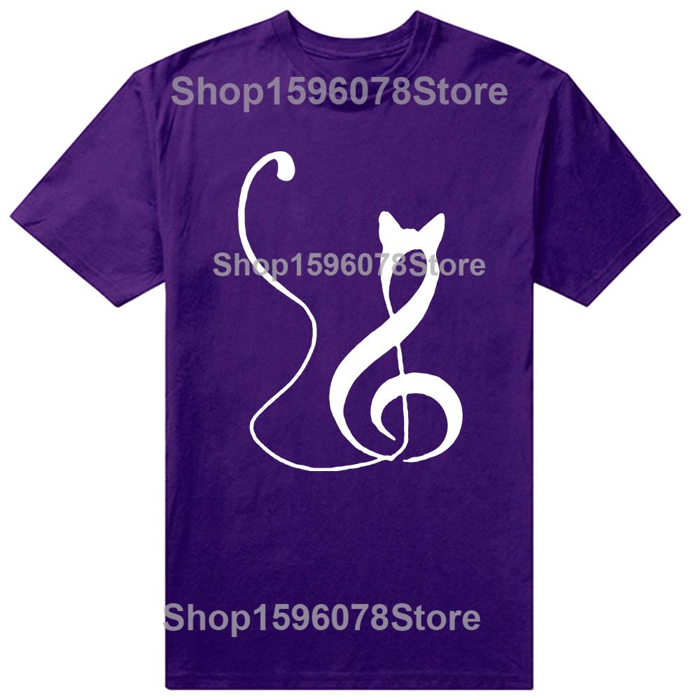 Funny Music Note Cat Lover Graphic 100 Cotton Tshirts Men Womens Fashion Casual Tshirt Loose Oversized Streetwear T Shirt
