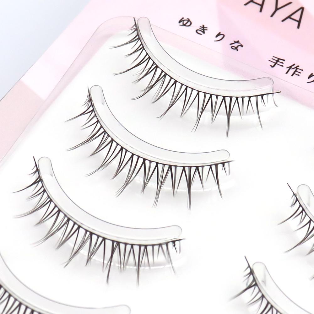 Schwarzes Haar Sonnenblume Falsche Wimpern mit dünnem schwarzem Stiel – Ideal für Doppellider und tägliches Make-up