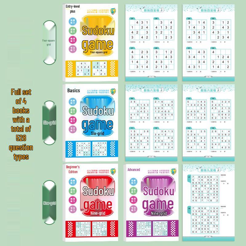 Beginner's Sudoku Workbook for Children: 4x4, 6x6, 9x9 Grids - Step-by-Step Puzzles for Elementary & Preschool Students