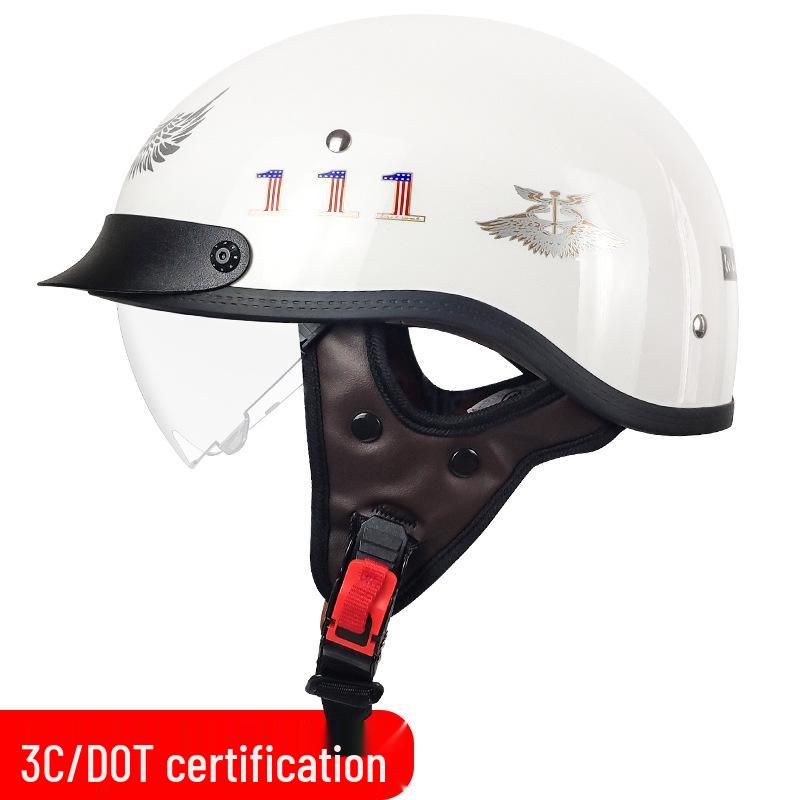 DOT Certified Retro Motorcycle Helmet, Class A Electric Vehicle Safety Helmet, Summer.