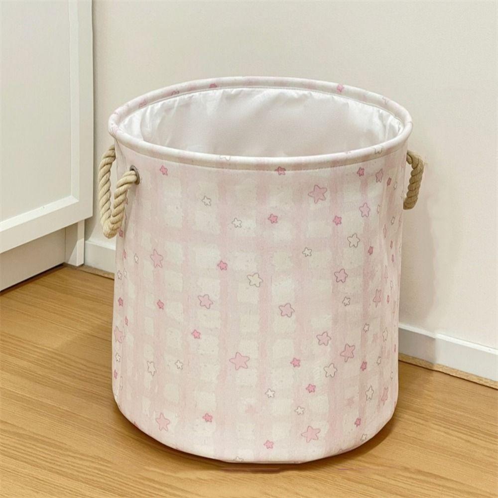 Cute Dirty Clothes Basket Round Shape Sundries Storage Basket Portable Laundry Hamper Apartments