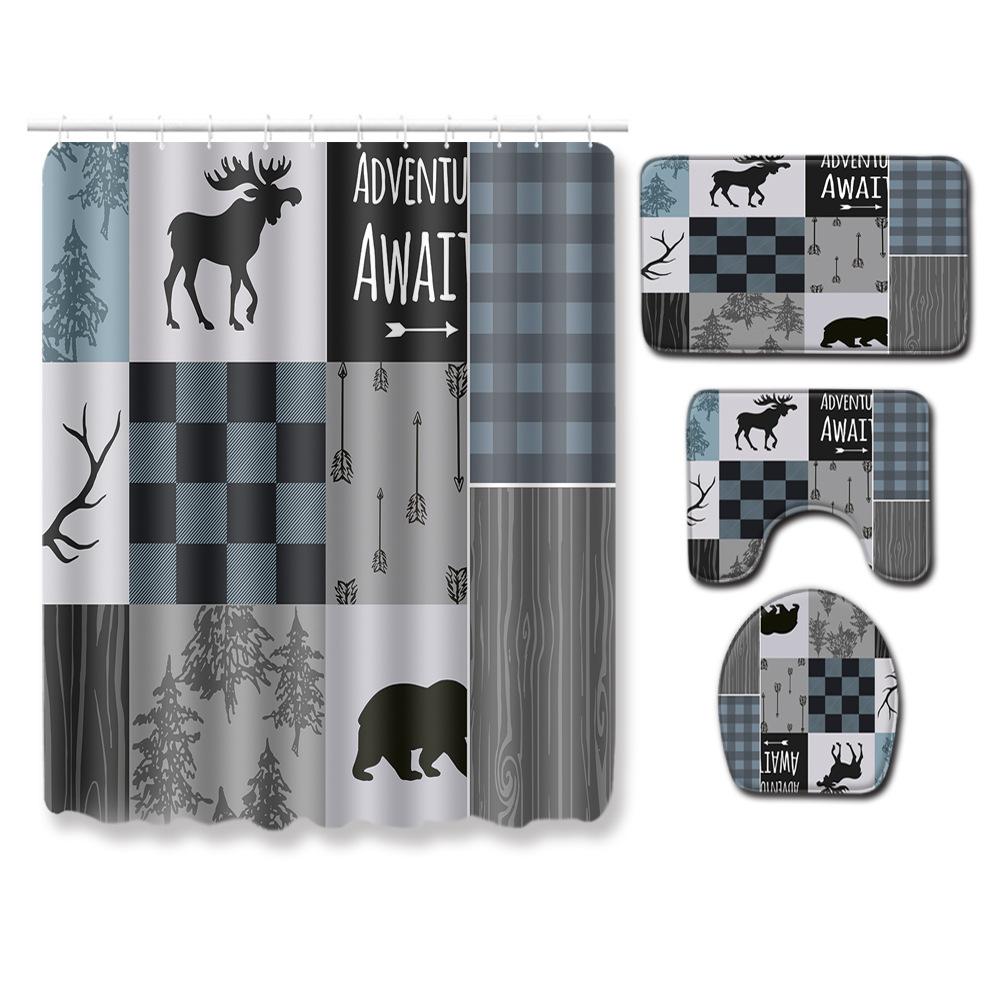 Colored Animals Elephant Lion Horse Bathroom Non-Slip Floor Mat Shower Curtain Carpet Personality Cool