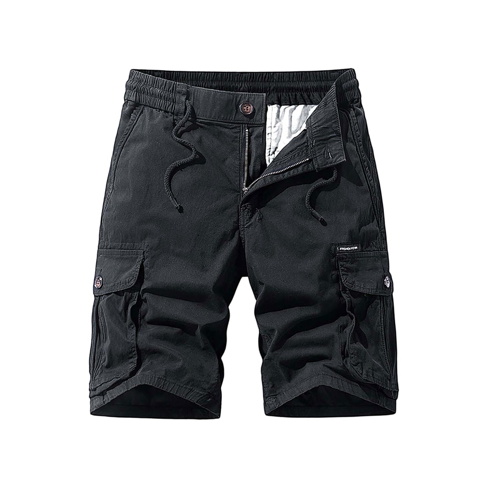 

Мужские повседневные цветные карманные пляжные рабочие брюки-карго на открытом воздухе, шорты, брюки M чёрный