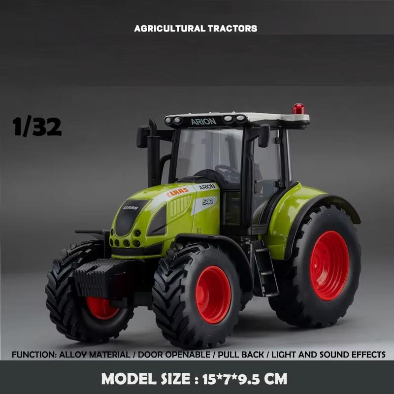 2024 New Diecast Metal 1:32 Agricultural Tractor Model Sound and Light Children Boys Toy Car Transport Model Collection Voiture Miniature Gift