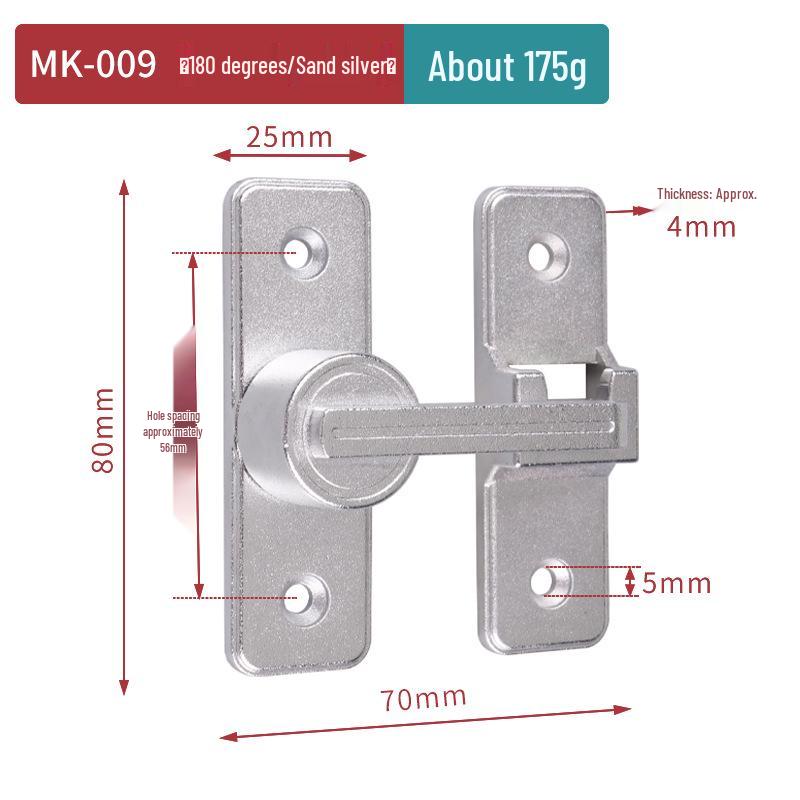 Zăvor luminos pentru ușă de baie, fără găurire