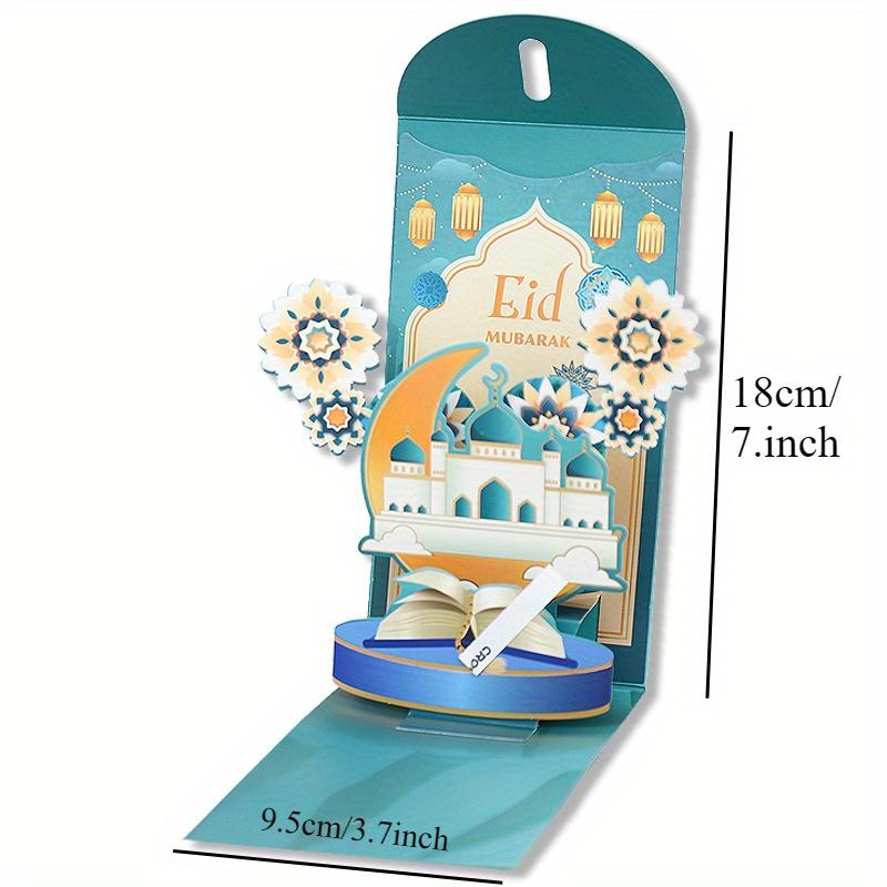 3 Stück 3D Eid Mubarak Umschläge Geldklammer Kartenhalter Ramadan Mubarak Dekoration Islamisch Muslimisch Eid Al-fitr Partyzubehör