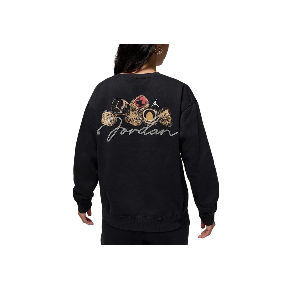 Jordan Brooklyn Fleece Fleece Knit Crewneck Sports Long Sleeve Sweatshirt Women Sweatshirt Black Sail HJ0206-010