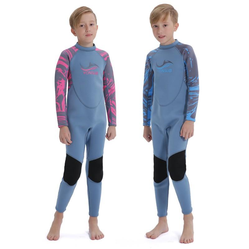 Kids 2mm Thick Neoprene Wetsuit Long Sleeve Full Body Diving Suit Swimming Snorkeling Water Sports Unisex