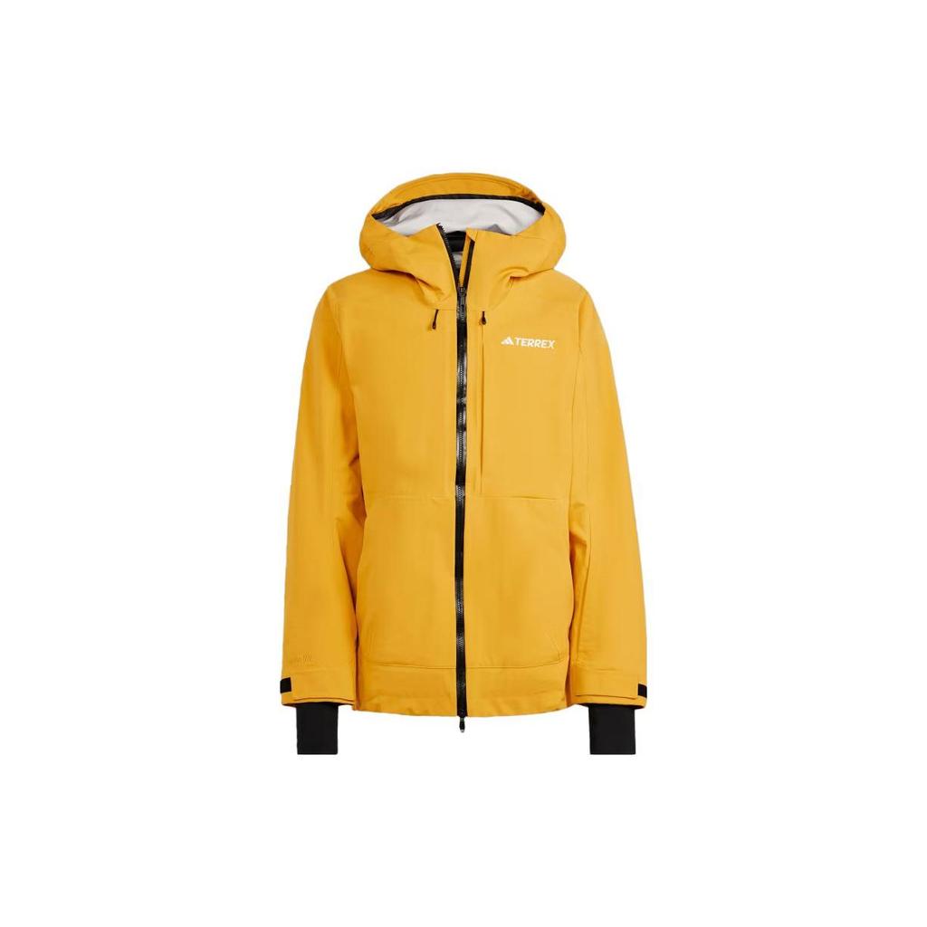 Adidas Terrex Techrock 3-Layer Post Consumer Nylon Rain.Rdy Jacket Loose Letter Print Hooded Long Sleeve Jacket Men Jacket Yellow IB1086