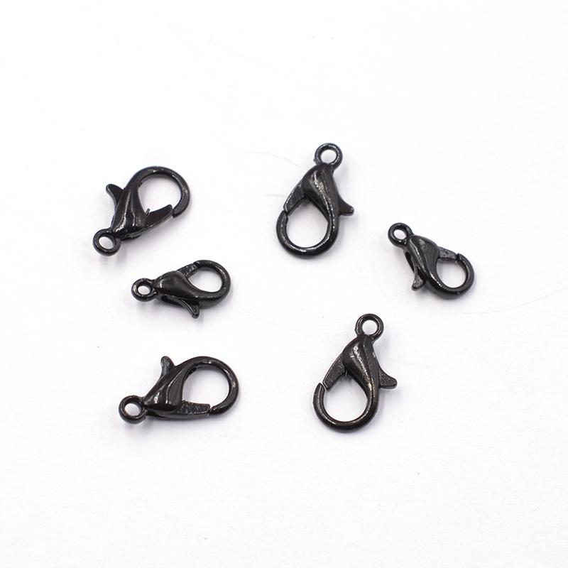 

Металлические крючки-карабины Концевые соединители для изготовления ювелирных изделий Фурнитура Ожерелье Браслет Сделай сам 16mm 50pcs чёрный