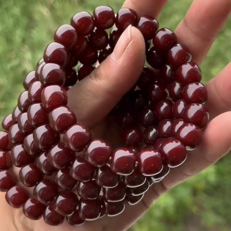 Weathered Buddhist Beads Bracelet with King Kong Knot and Lotus Bodhi Design