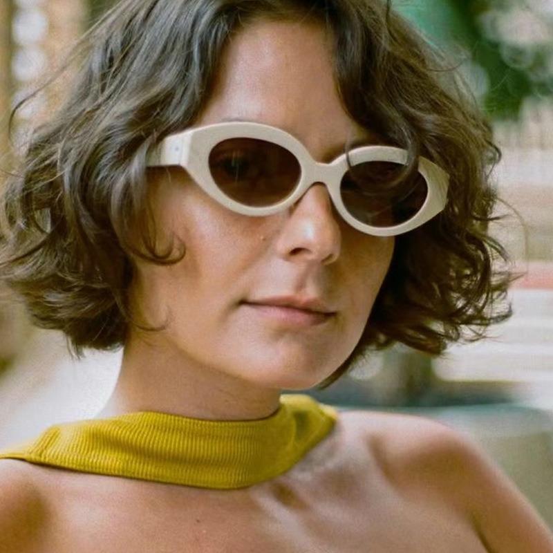 Small Frame Oval Sunglasses Women Men Simple Fashion Cat Eye Sun Glasses Camping Driving Shopping Shade Glasses