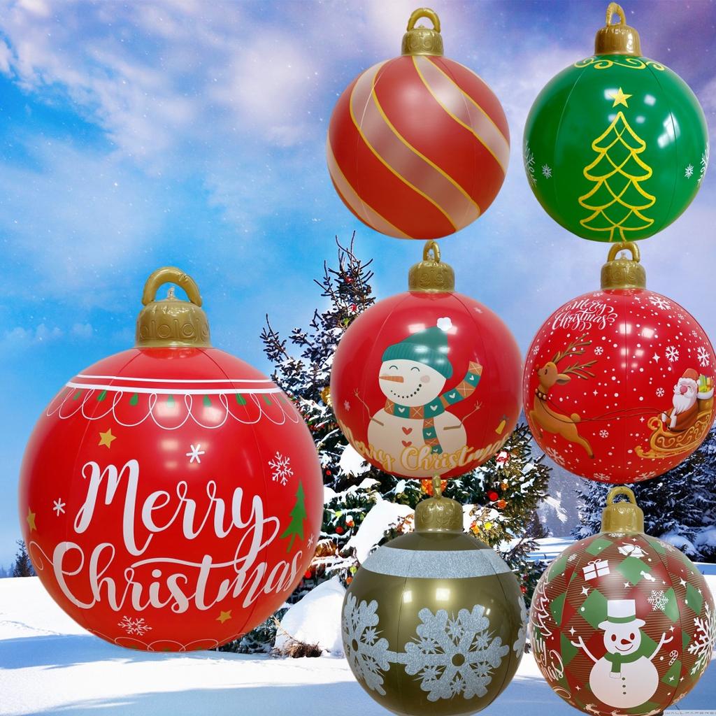 Super 60cm Blow Up Christmas Ball PVC Inflatable Ornament for Outdoor Yard Porch Garden Holiday Party Decor