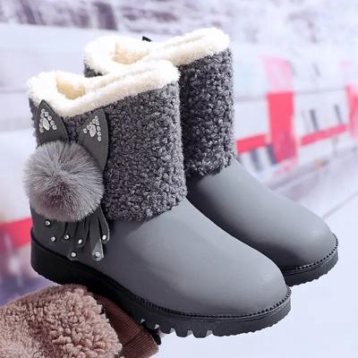Fashion Women's Snow Boots Flat Low Heels Velvet Lining Shoes Woman 2024 Trend Outdoor Anti-slip Sweet Women's Winter Boots Designer