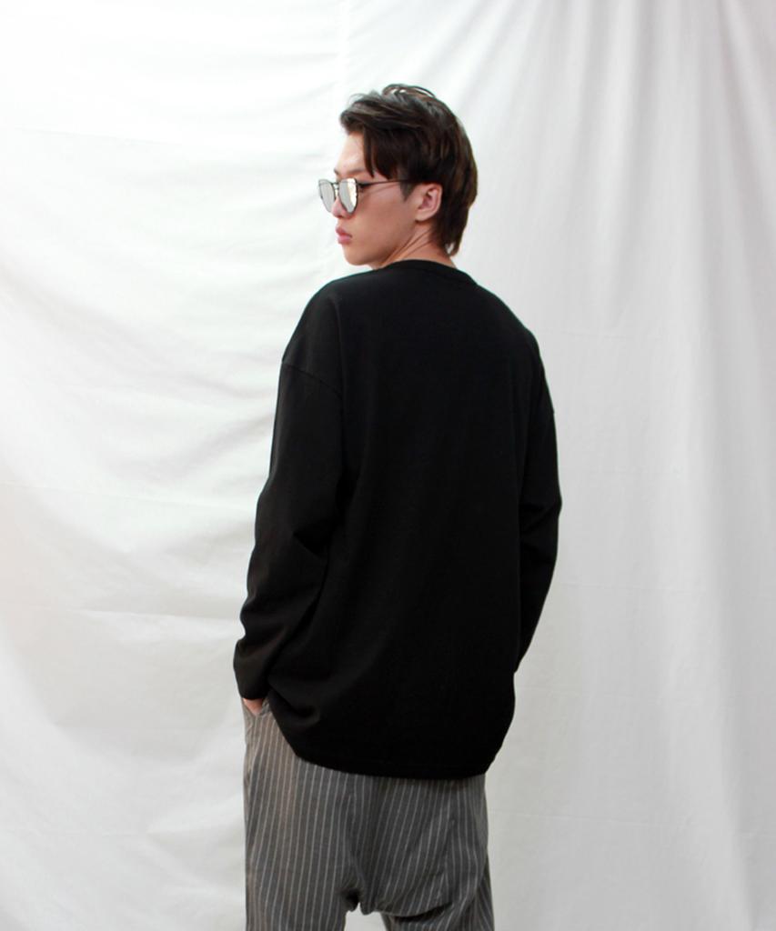 Deumakeu Men'S & Women'S Oversized Layered Plain T-Shirt Black