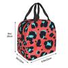 Reddish Leopard Mixed With Neon Patches Portable Lunch Bag Animal Skin Ice Cooler Pack Insulation Picnic Food Storage Bags