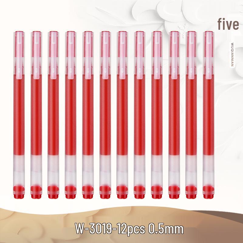 Five Thousand Years 0.7mm Red Ballpoint & 0.5mm Gel Click Pen for Homework Grading