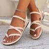 Fashion Women Sandals New Flat Clip-toe Casual Sandals Women Rome Narrowband Ankle Sandals Buckle Strap Beach Designer Shoes for Women