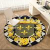 1pc Medieval royal coat of arms and iris Round carpet Painted Printed circular carpet, home door mat, outdoor travel protection carpet