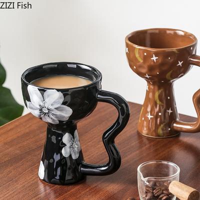 Tazza in Ceramica Alta Vintage Tazza da Ufficio Tè Pomeridiano Tazza da Caffè Ristorante Tazza per Gelato Dessert Tazza Domestica Europea Regali