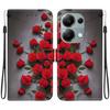 Handmade PU Leather Flip Case for Xiaomi Redmi Note 13 Pro 4G Anti-Slip Shockproof Cover with Wrist Strap & Heart/Rose Cat Designs