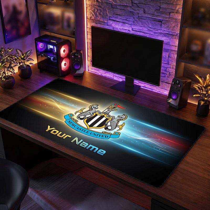 Newcastle United FC Custom Large Mouse Pad, Personalized Name Text Print, Football Logo Non‑Slip Desk Mat Gaming Gift