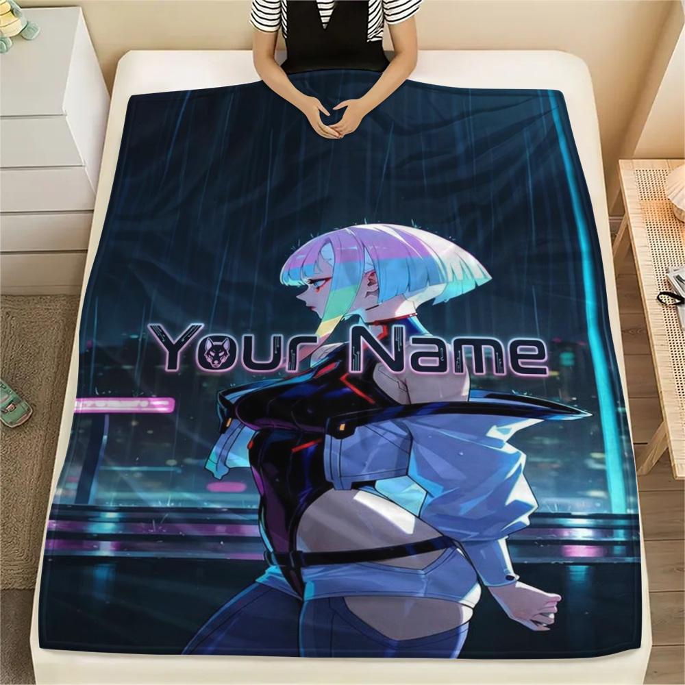 1PC Anime Fusion Custom Name Patterned Flannel Blanket Suitable For All Seasons For Home Decor Warmth And Comfort Gifts Holiday Present