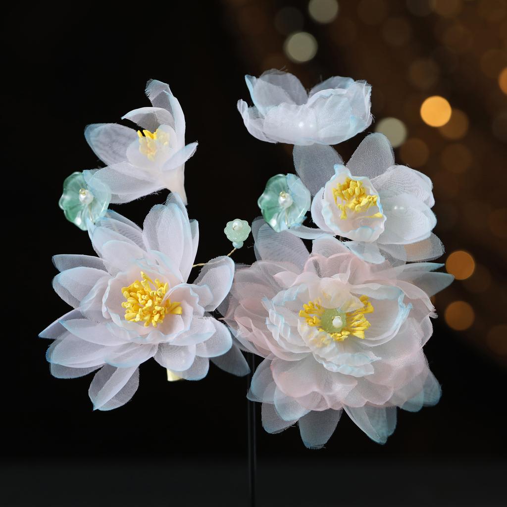 Flower Hair Clips Forks Chinese Hanfu Hair Accessories for Women Hairpin Fork Handmade Vintage Wedding Hair Jewelry Retro Crowns for Girl and Women