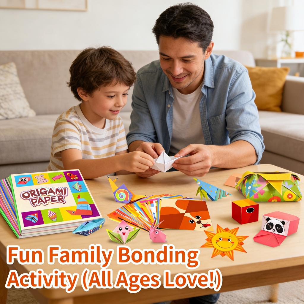 Origami Montessori Kit 54 Sheets Vibrant Multi-Colored Folding Paper With Guide Early Educational Diy Craft Toy For Fine Motor Skills