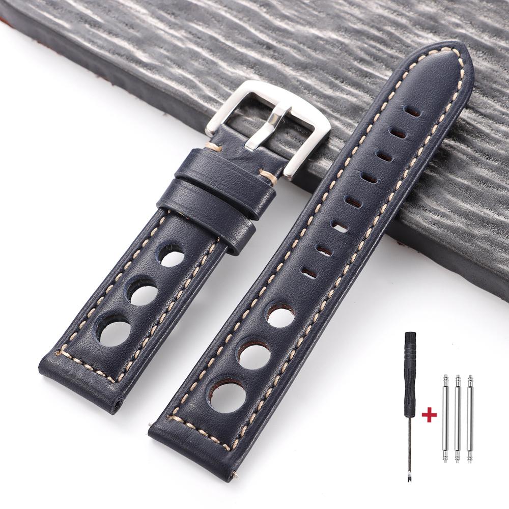 Vintage Cowhide Genuine Leather Watch Strap 20mm 22mm 24mm 26mm Metal Pin Buckle Band Breathable Watchband bracelet belt for men