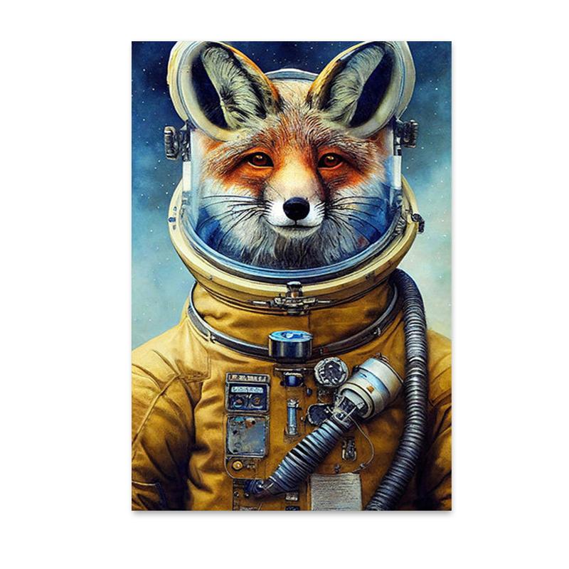 Retro Funny Animal Steampunk Cat Astronaut Rabbit Canvas Painting Posters Prints Wall Art Pictures for Living Room Home Decor