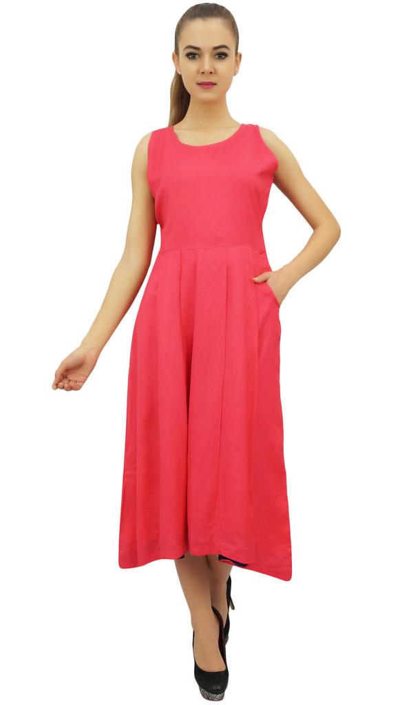 Bimba Women's Designer Rayon Dress With Pockets Solid Aqua Maxi With Scarf -