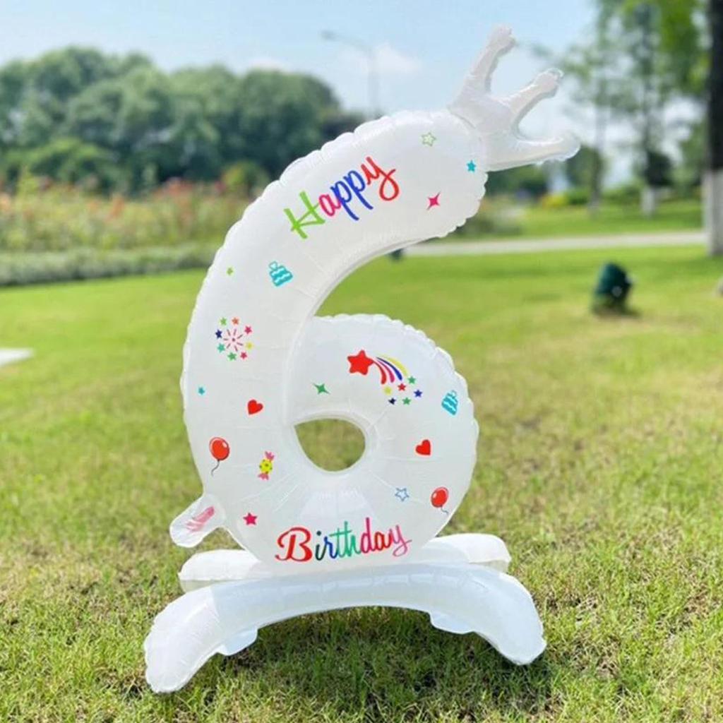 32-Inch White Birthday Number Balloon with Crown - Aluminum Film Party Decoration