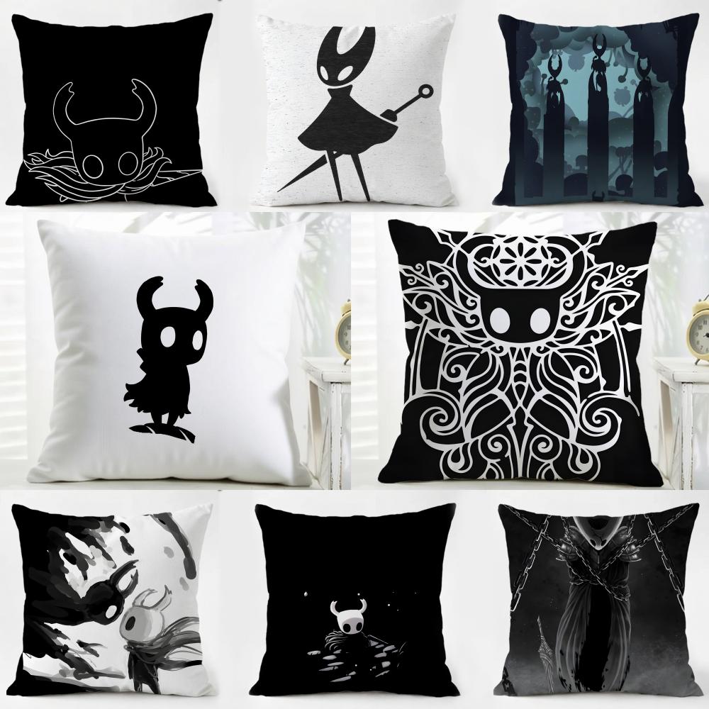 HHollow Knight Silhouette Cushion Cover Washable Linen Pillowcase Soft for Daily Sofa Bed Home Room Decor