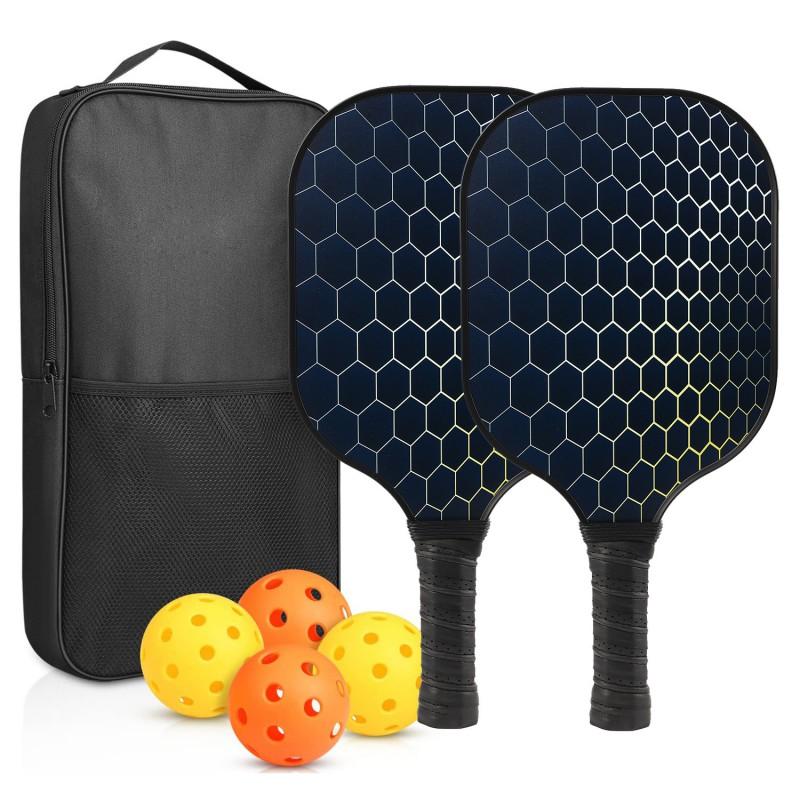 Carbon Fiber Pickleball Paddle Set With PP Honeycomb Core UV Printed Racket Beginners To Advanced Players