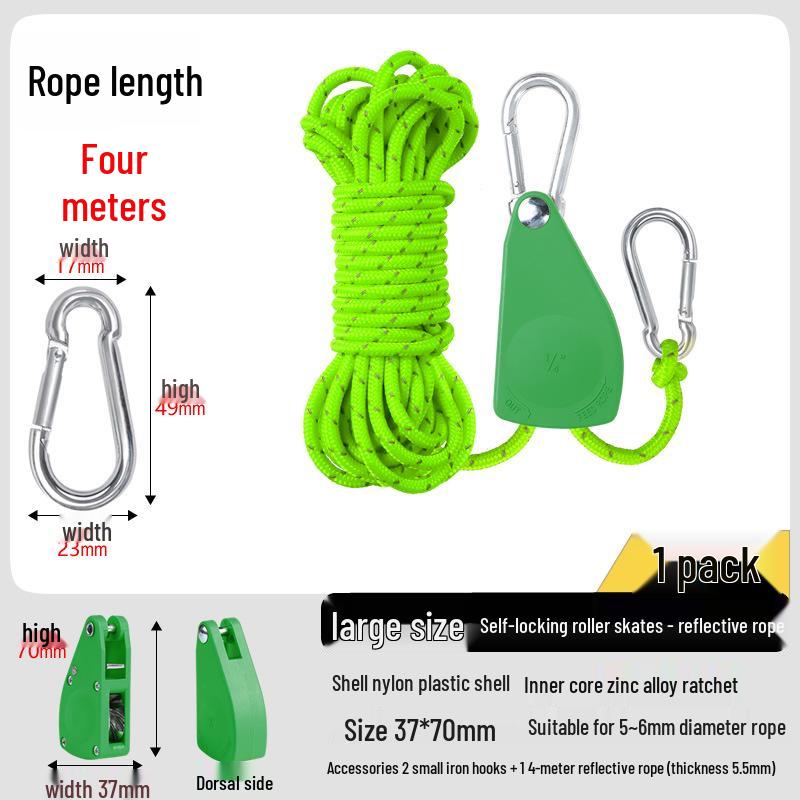 Adjustable Reflective Windproof Camping Tent Rope Pulley System