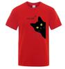 Meow Black Cat Funny Cotton Printed Unisexs and Womens Personalized Tshirt New Fashionable Loose Casual Round Neck Tshirt